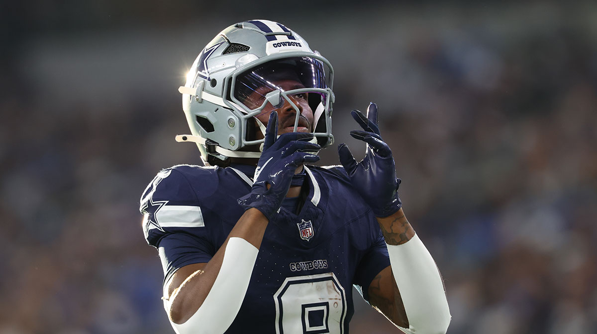 Dallas Cowboys wide receiver KaVontae Turpin (9) reacts during the second half against the Detroit Lions at AT&T Stadium.