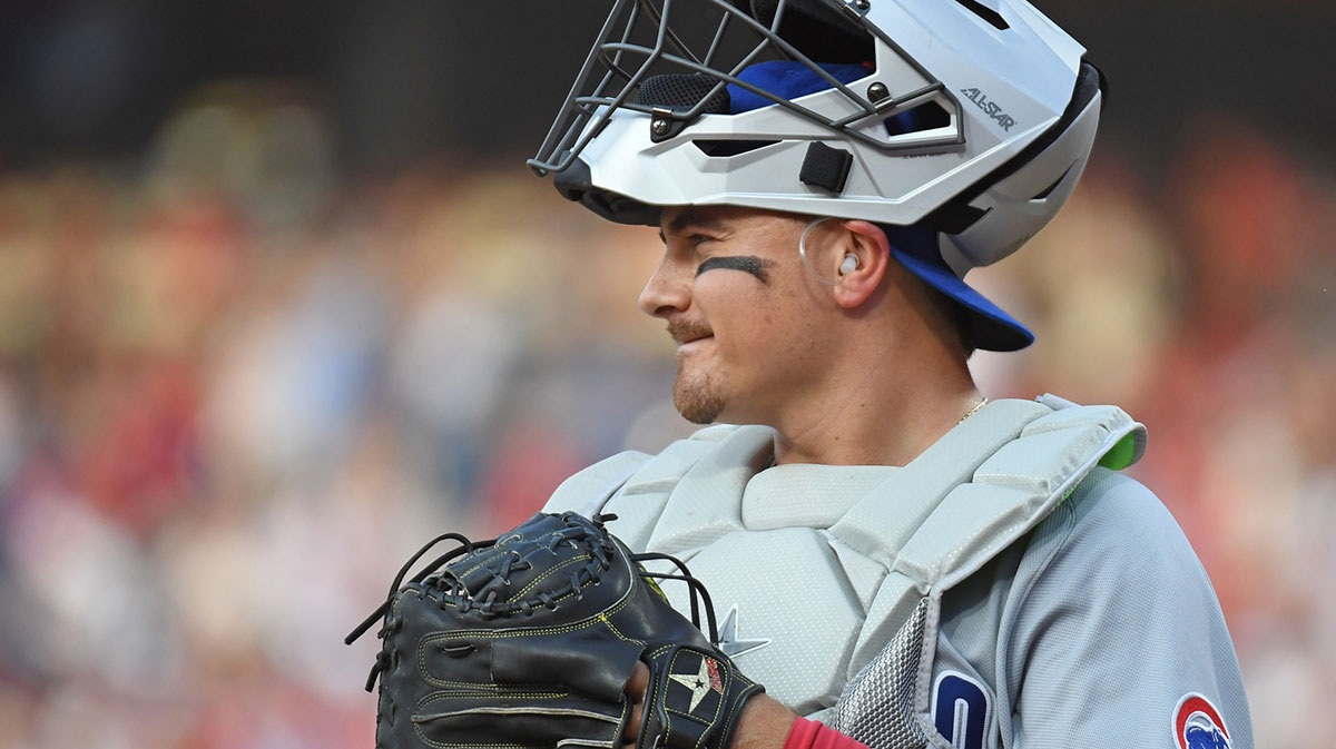 Chicago Cubs catcher Reese McGuire (20) against the Philadelphia Phillies at Citizens Bank Park.