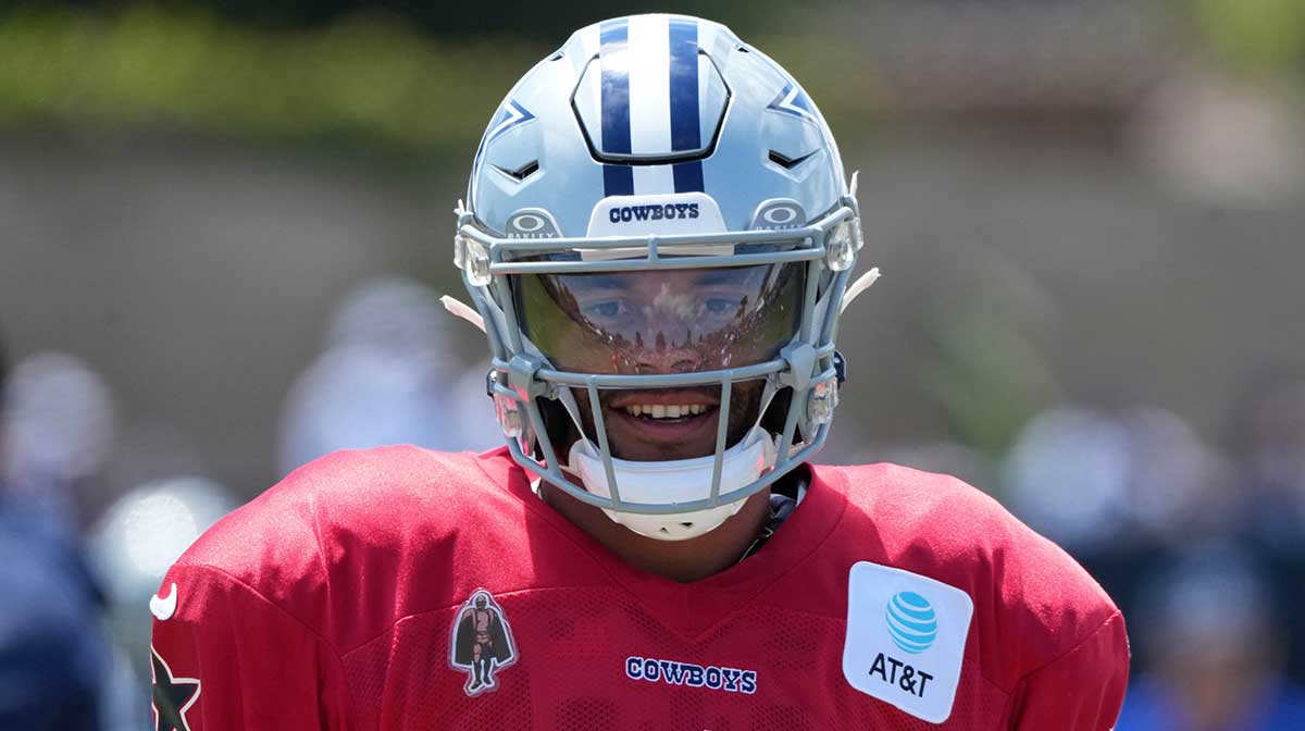 Dallas Cowboys quarterback Dak Prescott (4) at training camp at the River Ridge Fields.