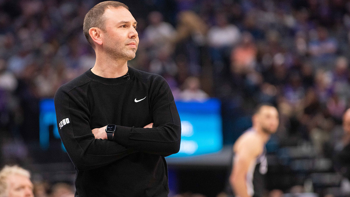 Denver Nuggets interim head coach David Adelman looks on during the first quarter of the game against the Sacramento Kings at Golden 1 Center.