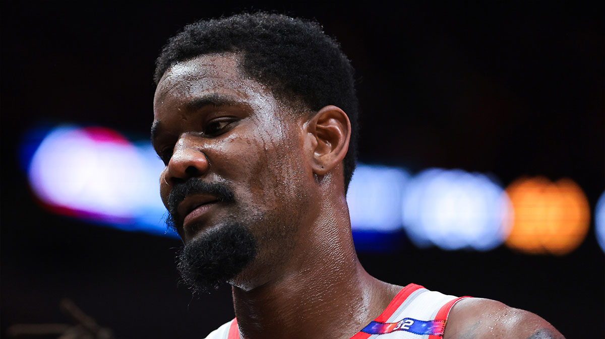 Portland Trail Blazers center Deandre Ayton (2) looks on against the Miami Heat during the third quarter at Kaseya Center.