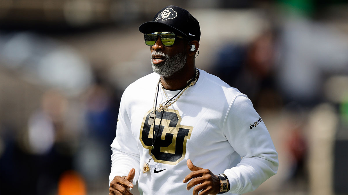 Colorado Buffaloes head coach Deion Sanders before the spring game at Folsom Field.