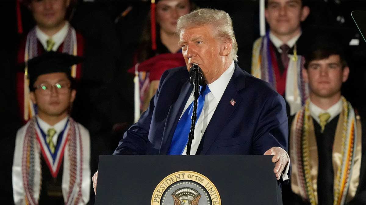 President Donald Trump delivered a special commencement address to University of Alabama graduates on May 1, 2025.