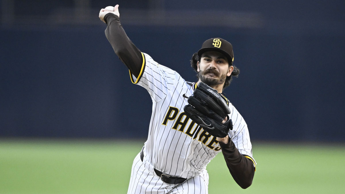 San Diego Padres starting pitcher Dylan Cease (84) delivers during the first inning against the New York Mets at Petco Park.