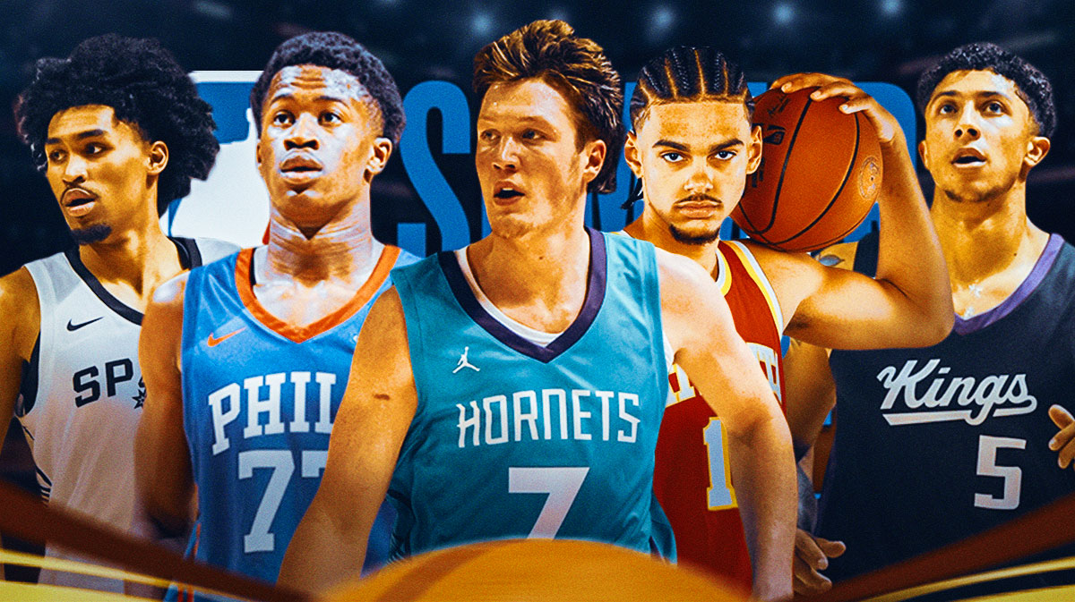 Dylan Harper, VJ Edgecombe, Kon Knueppel, Asa Newell, and Nique Clifford at NBA Summer League
