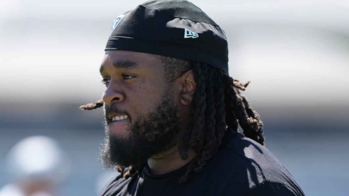 Las Vegas Raiders guard Dylan Parham during training camp at the Intermountain Healthcare Performance Center.