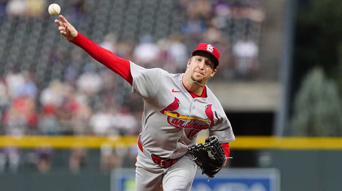 St. Louis Cardinals starting pitcher Erick Fedde (12) delivers a pitch in the first inning against the Colorado Rockies at Coors Field.