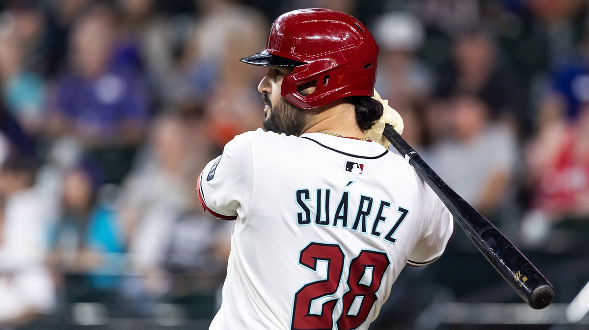 Arizona Diamondbacks designated hitter Eugenio Suarez in the first inning against the Houston Astros at Chase Field.