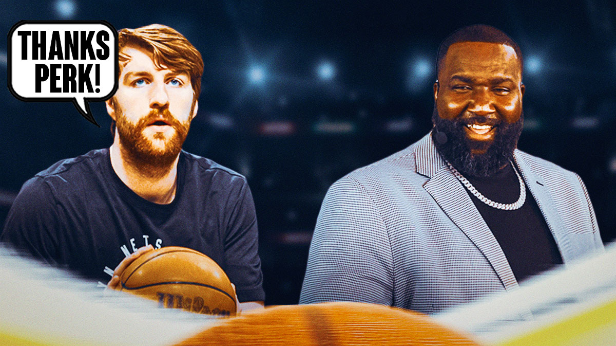 Drew Timme saying "Thanks Perk!" to Kendrick Perkins