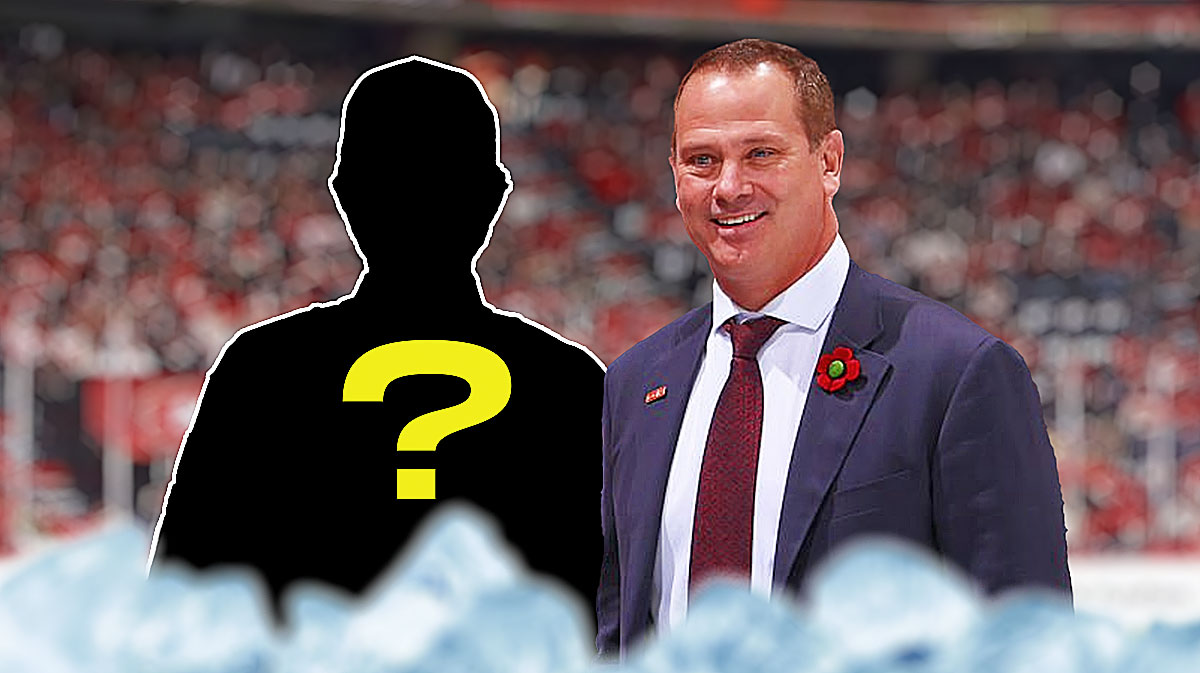 Craig Conroy (As the GM of the Flames), with a mystery player and question marks.