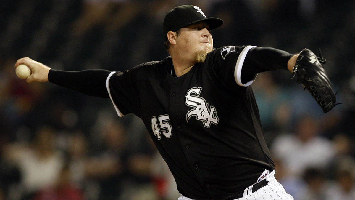 Chicago White Sox relief pitcher Bobby Jenks throws during the ninth inning against the Los Angeles Angels at US Cellular Field. The White Sox won 5-2.