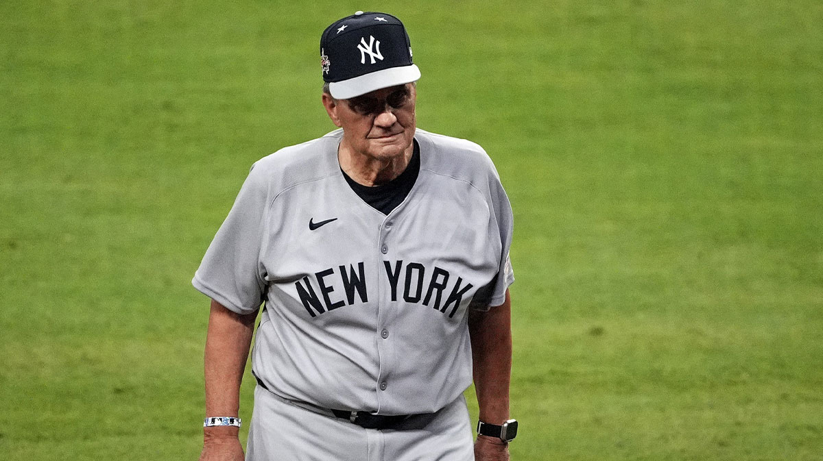 Former Yankees manager Joe Torre walks on the field during the eighth inning during the 2025 MLB All Star Game at Truist Park.