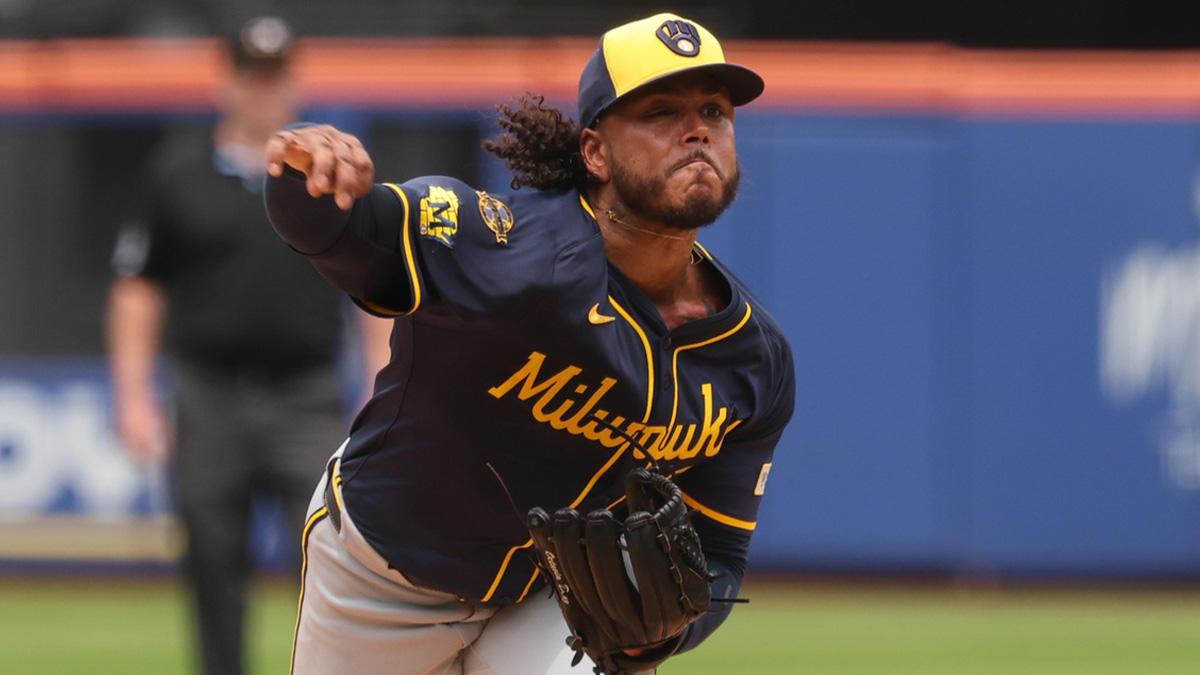 Milwaukee Brewers starting pitcher Freddy Peralta (51) delivers a pitch during the third inning against the New York Mets at Citi Field.