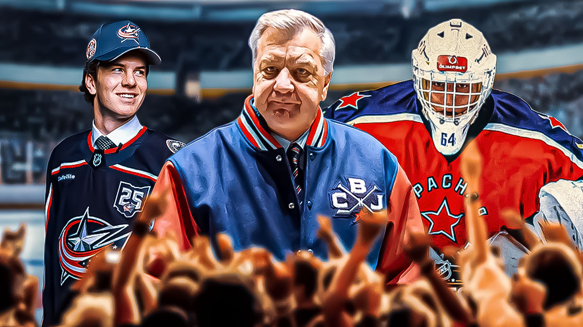 Don Waddell (Blue Jackets GM) in the middle, Jackson Smith and Pyotr Andreyanov on the outsides