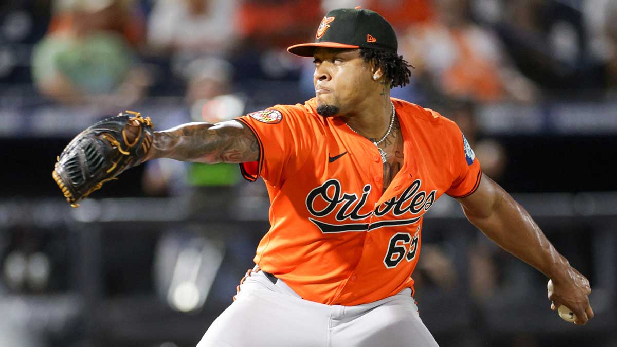 Baltimore Orioles pitcher Gregory Soto (65) throws a pitch against the Tampa Bay Rays in the eighth inning at George M. Steinbrenner Field.
