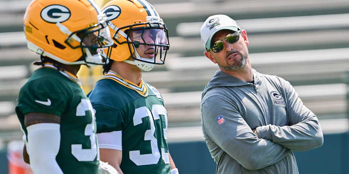 Green Bay Packers head coach Matt LaFleur participates in the team's minicamp at Ray Nitschke Field.