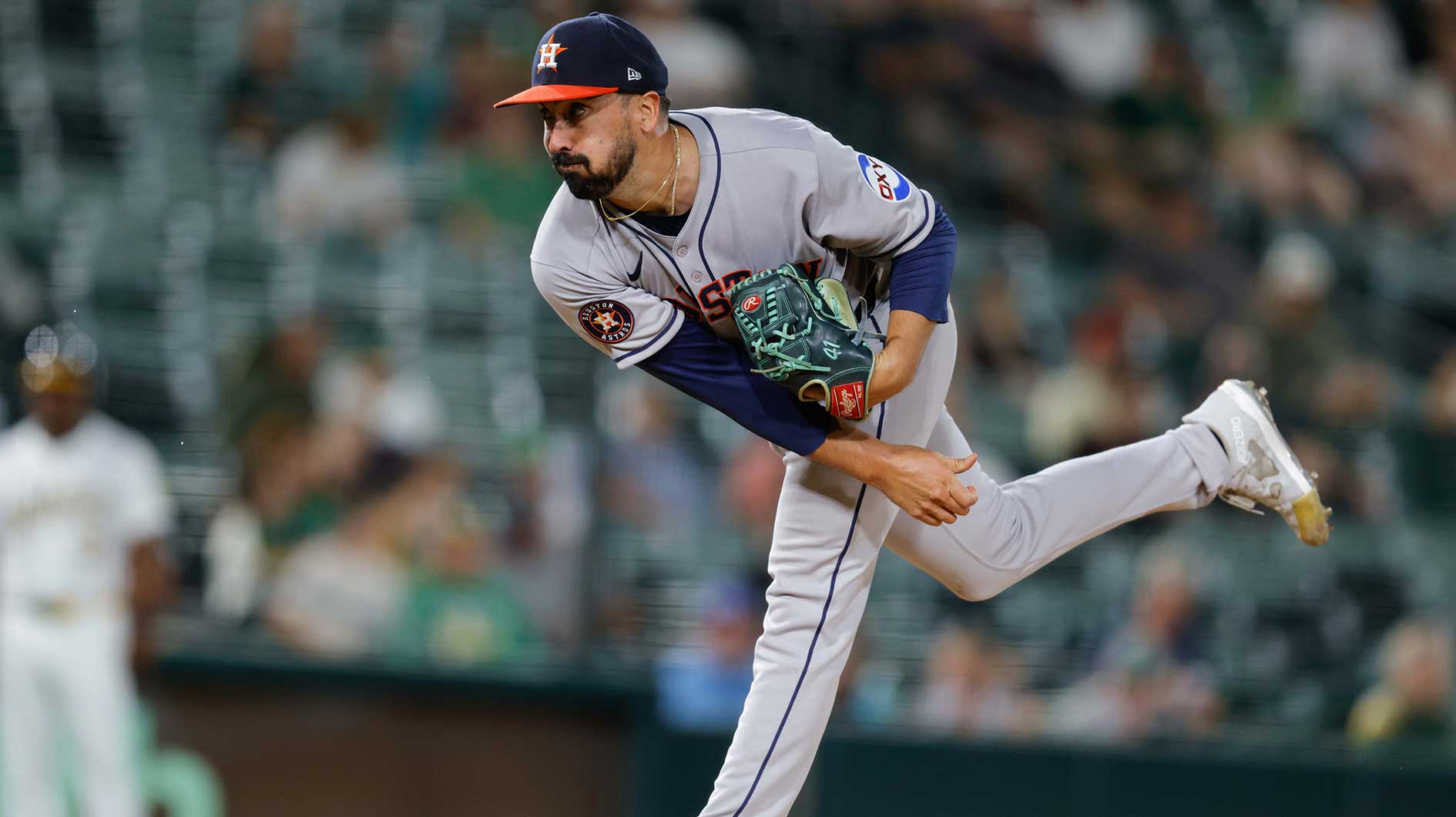 Houston Astros starting pitcher Jason Alexander (54) pitches during the game against the Athletics at Sutter Health Park.