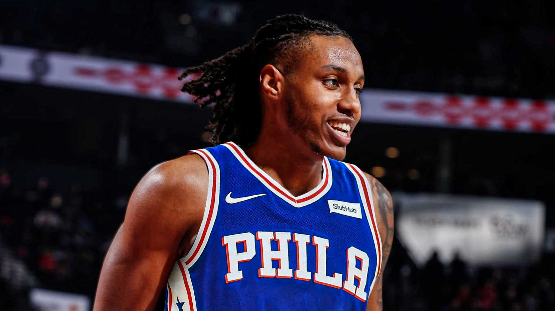NBA players Jabari Walker in a Philadelphia 76ers jersey, roster, two-way contract