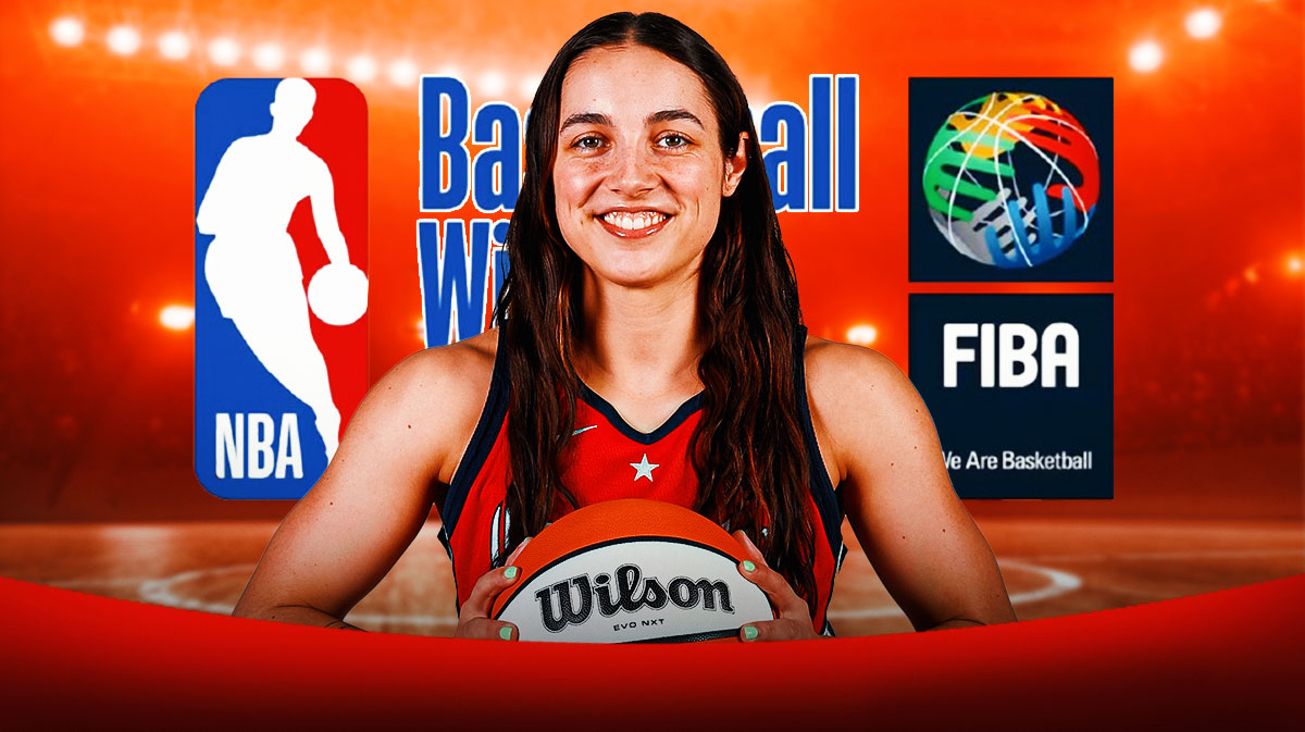 Washington Mystics player Georgia Amoore. Have the Basketball Without Borders logo in the background, WNBA