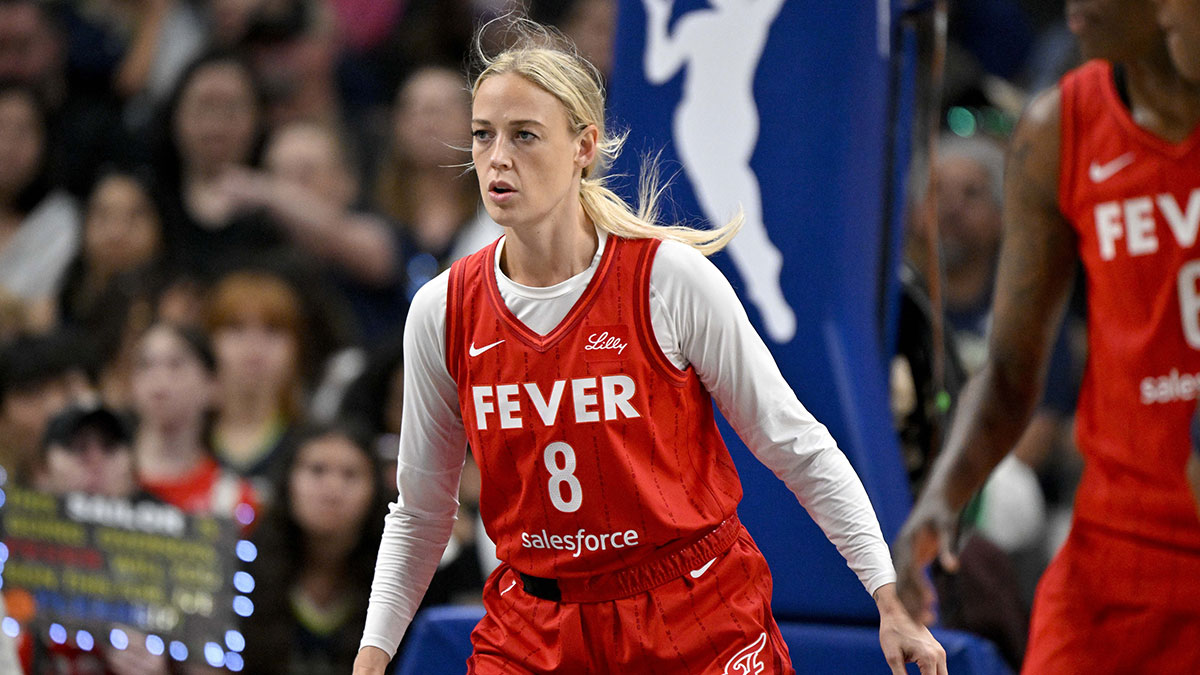 Indiana Fever guard Sophie Cunningham (8) during the game between the Dallas Wings and the Indiana Fever at the American Airlines Center.