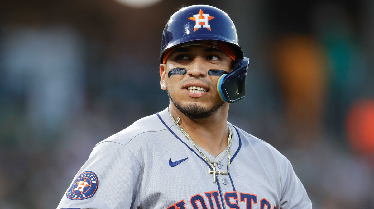 Houston Astros third baseman Isaac Paredes (15) looks on during the game against the Athletics at Sutter Health Park.