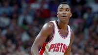 Detroit Pistons guard #11 ISIAH THOMAS in action against the New Jersey Nets at the Palace of Auburn Hills.