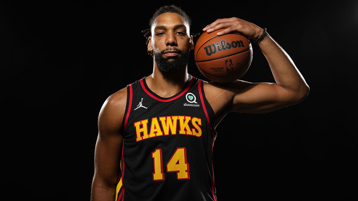 Atlanta Hawks center Jahlil Okafor (14) shown at Hawks Media Day held at PC&E.