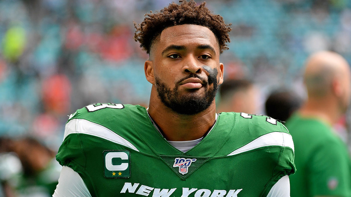 New York Jets strong safety Jamal Adams (33) looks on prior to the game against the Miami Dolphins at Hard Rock Stadium.