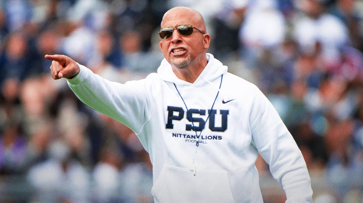Penn State head football coach James Franklin reacts to something on the sideline during the Blue-White game at Beaver Stadium on Saturday, April 26, 2025, in State College. The White team defeated the Blue team, 10-8.