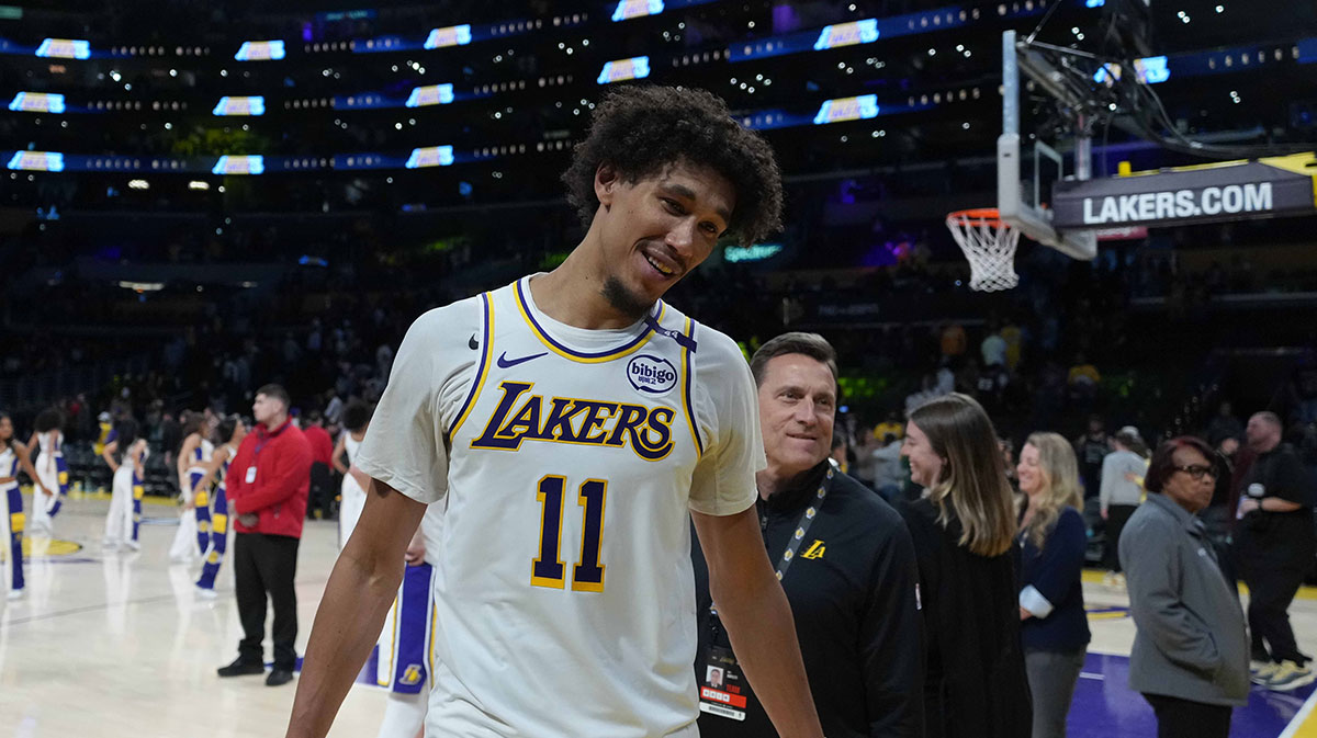 Los Angeles Lakers center Jaxson Hayes (11) leaves the court after the game against the Phoenix Suns at Crypto.com Arena.