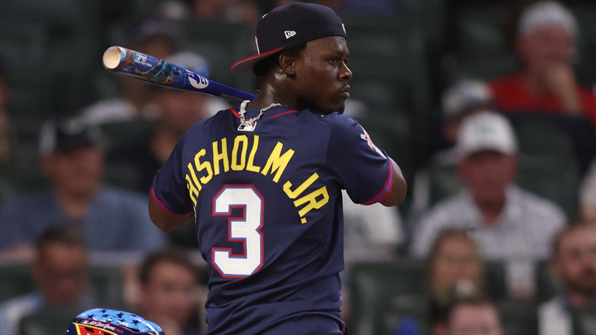 Jul 14, 2025; Atlanta, GA, USA; New York Yankees outfielder Jazz Chisholm Jr. (13) during the 2025 Home Run Derby at Truist Park. Mandatory Credit: Brett Davis-Imagn Images