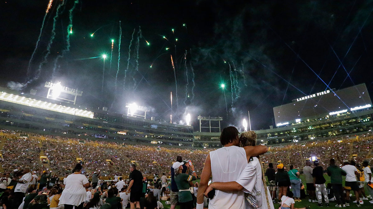 Green Bay Packers quarterback Jordan Love and his wife Ronika Stone, who had their wedding over the weekend.