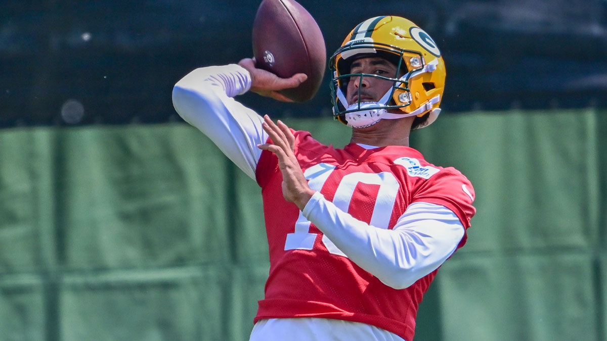 Green Bay Packers quarterback Jordan Love (10) participates in the team's minicamp at Ray Nitschke Field.