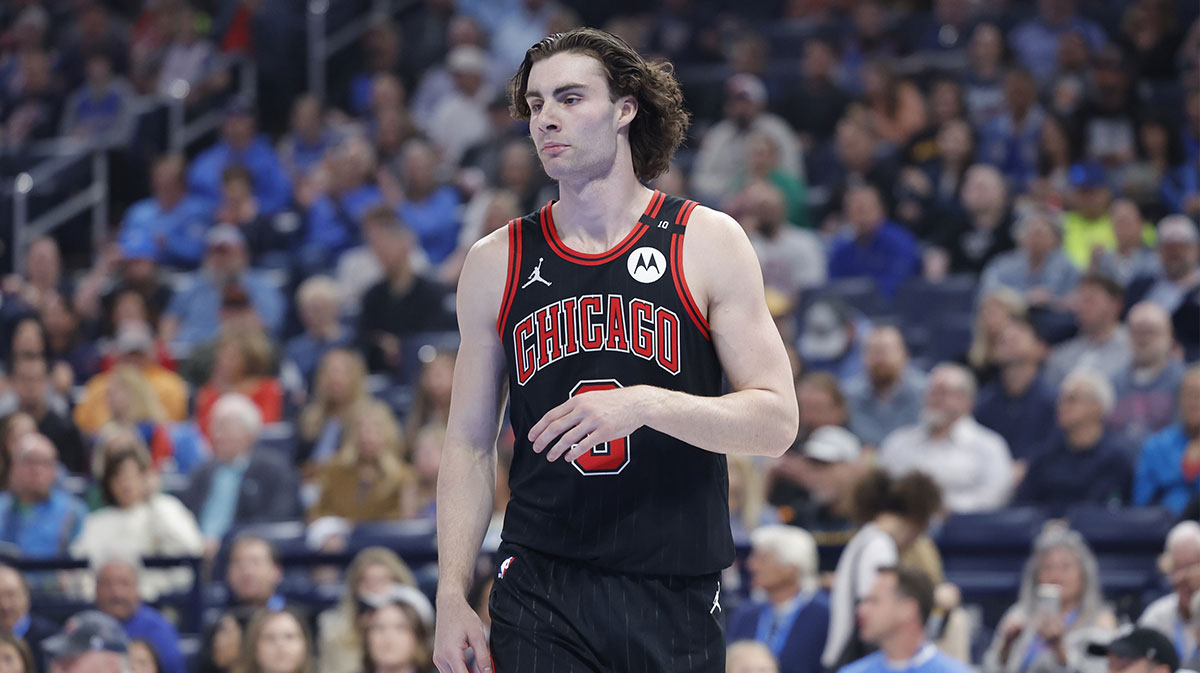 Chicago Bulls guard Josh Giddey (3) stands during the first quarter against the Oklahoma City Thunder at Paycom Center.