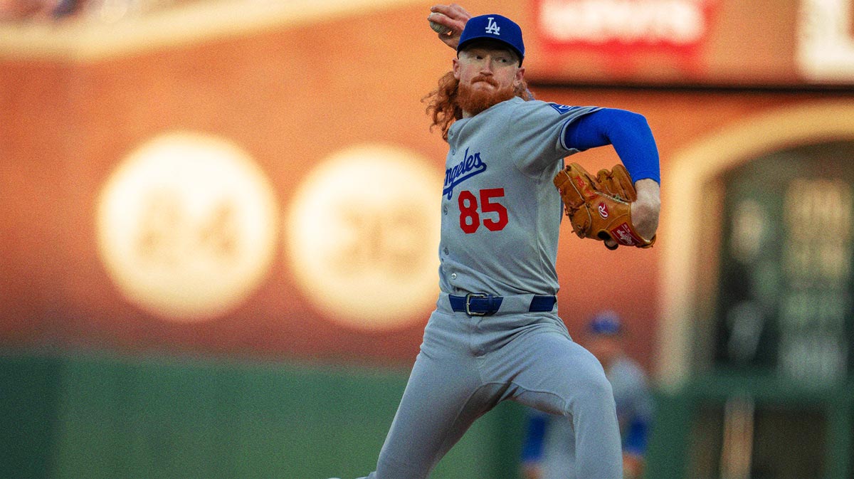 Los Angeles Dodgers starting pitcher Dustin May (85) delivers a pitch against the San Francisco Giants during the first inning at Oracle Park. Mandatory Credit: Neville E. Guard-Imagn Images