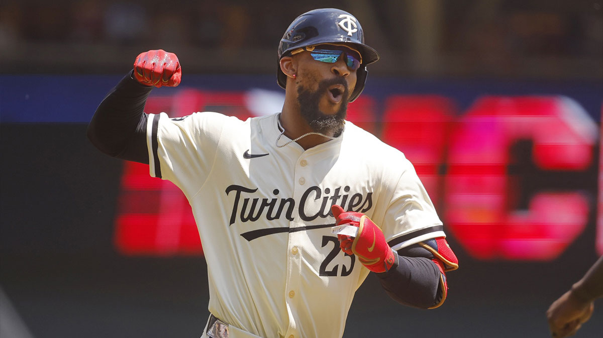 Minnesota Twins center fielder Byron Buxton (25) runs the bases on his solo home run in the first inning at Target Field. Mandatory Credit: Bruce Kluckhohn-Imagn Images
