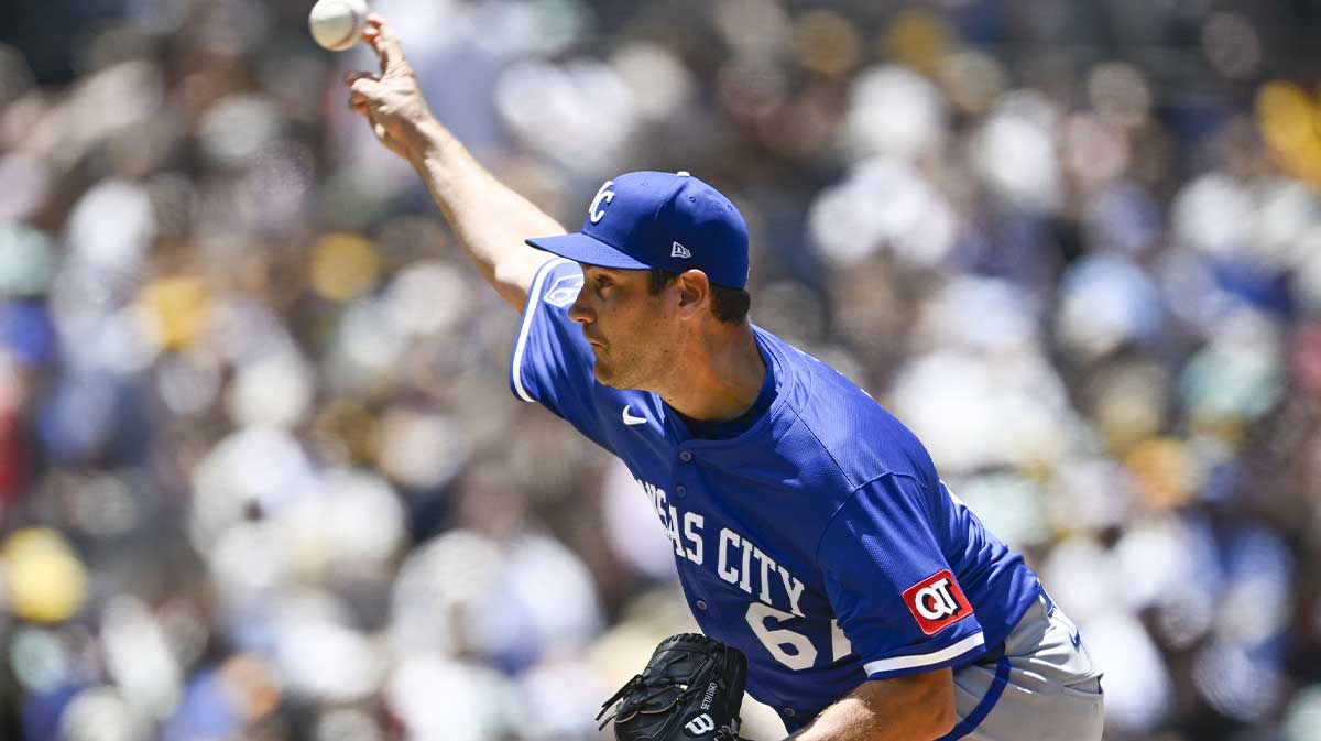 Kansas City Royals pitcher Seth Lugo (67) delivers during the first inning against the San Diego Padres at Petco Park.