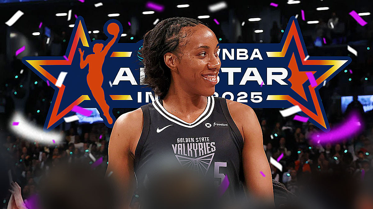 Valkyries' Kayla Thornton with WNBA All-Star Game logo in background