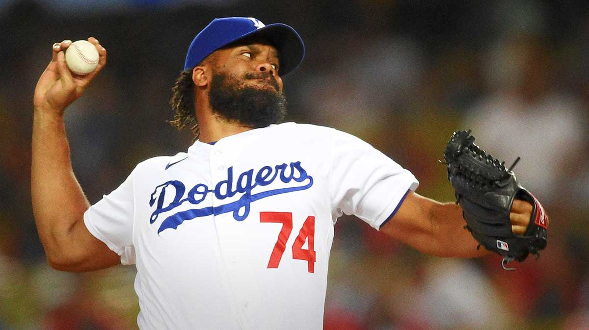 Los Angeles Dodgers relief pitcher Kenley Jansen (74) in the ninth inning of the game against the Pittsburgh Pirates at Dodger Stadium.