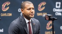 Cleveland Cavaliers general manager Koby Altman talks to the media during media day at Rocket Mortgage FieldHouse.