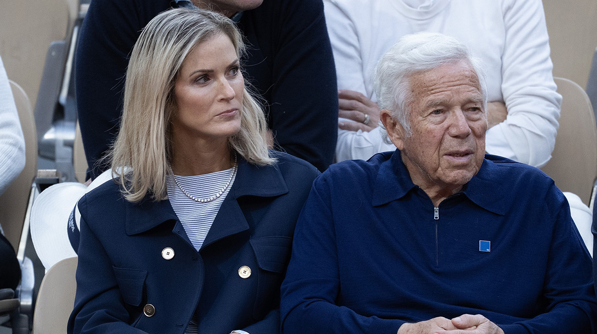 Robert Kraft, owner of the New England Patriots and wife, Dana Blumberg in attendance for the Novak Djokovic of Serbia and Jannik Sinner of Italy match on day 13 at Roland Garros Stadium.