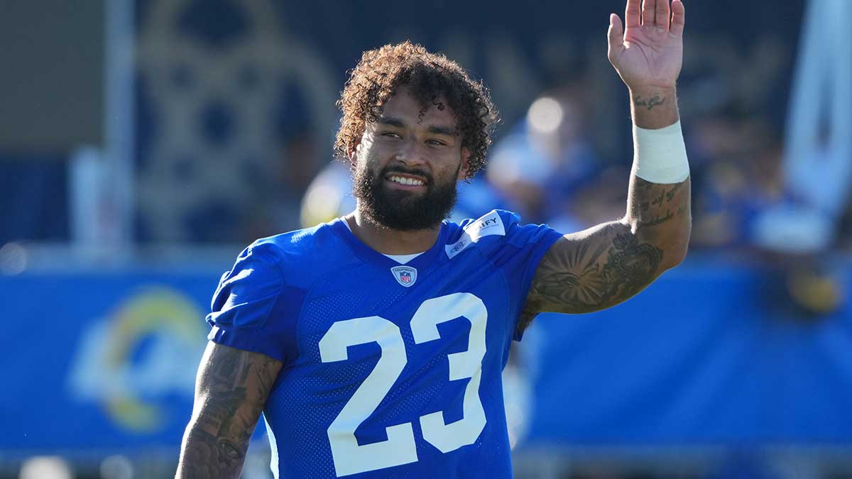 Los Angeles Rams running back Kyren Williams (23) during training camp at Loyola Marymount University.