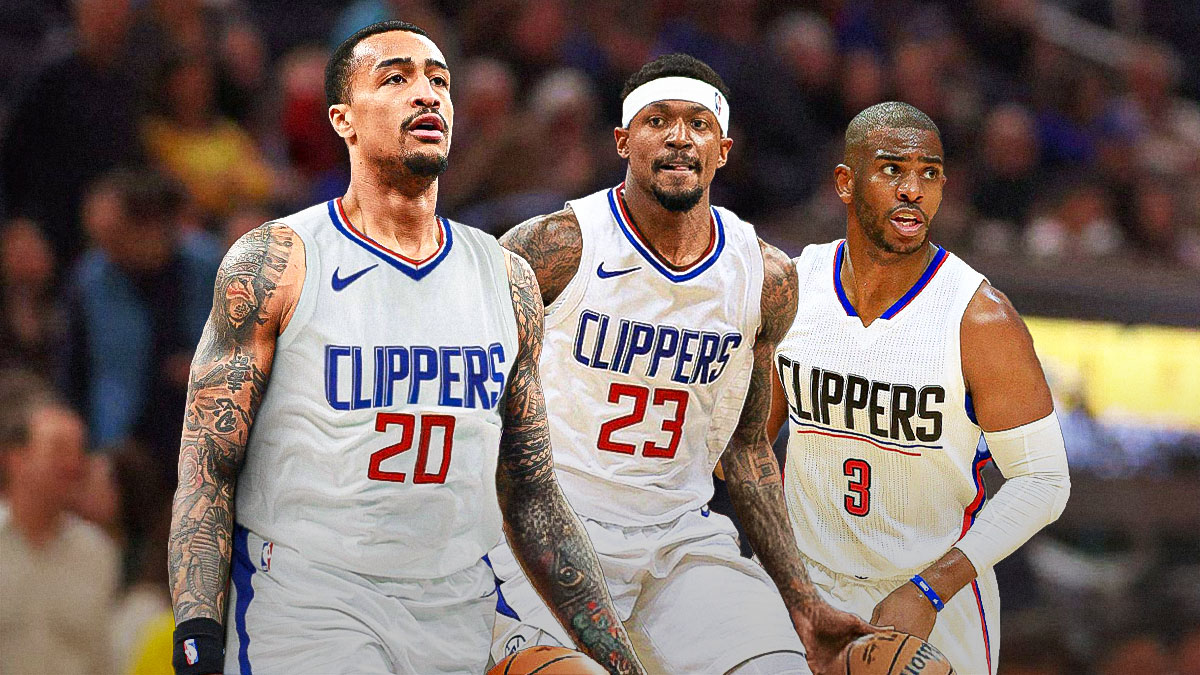 Bradley Beal, John Collins, Chris Paul in Clippers uniforms