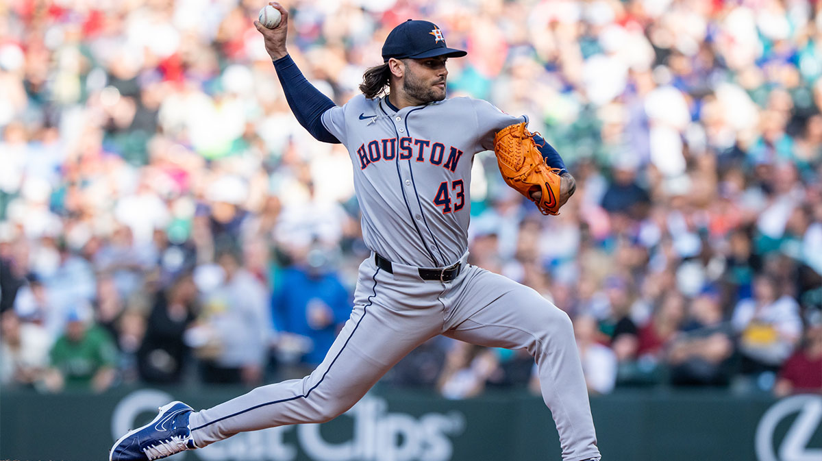 Houston Astros starter Lance McCullers Jr. (43) delivers a pitch during the first inning against the Seattle Mariners at T-Mobile Park.