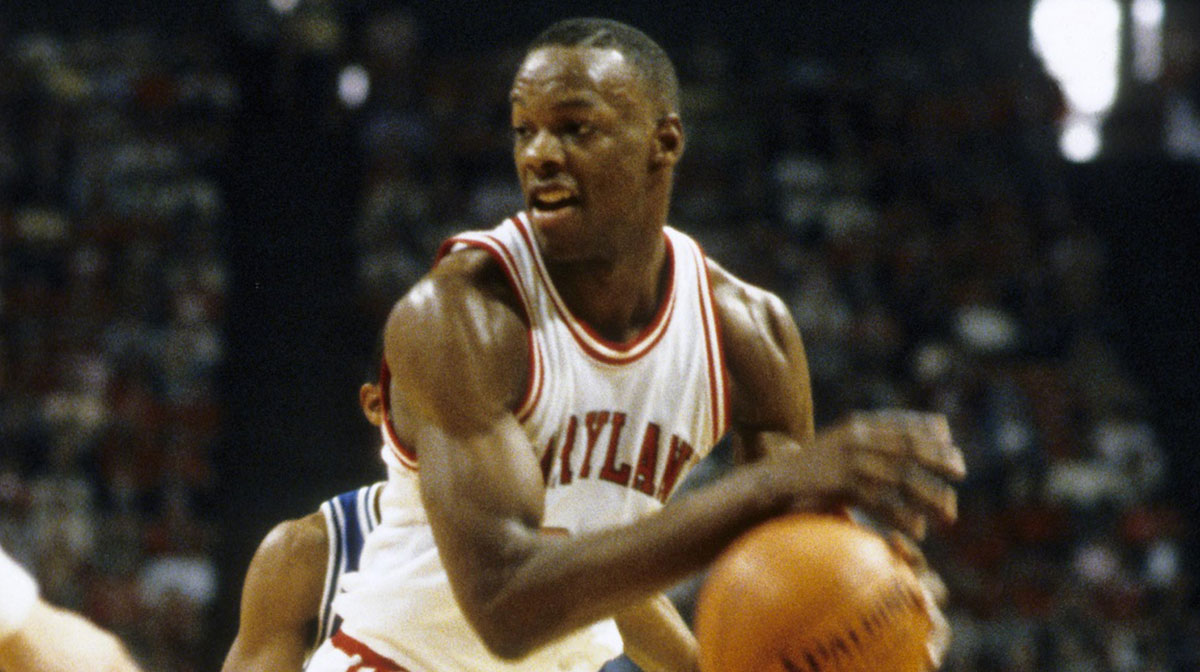 Maryland Terrapins guard (34) Len Bias in action during the 1985 season.