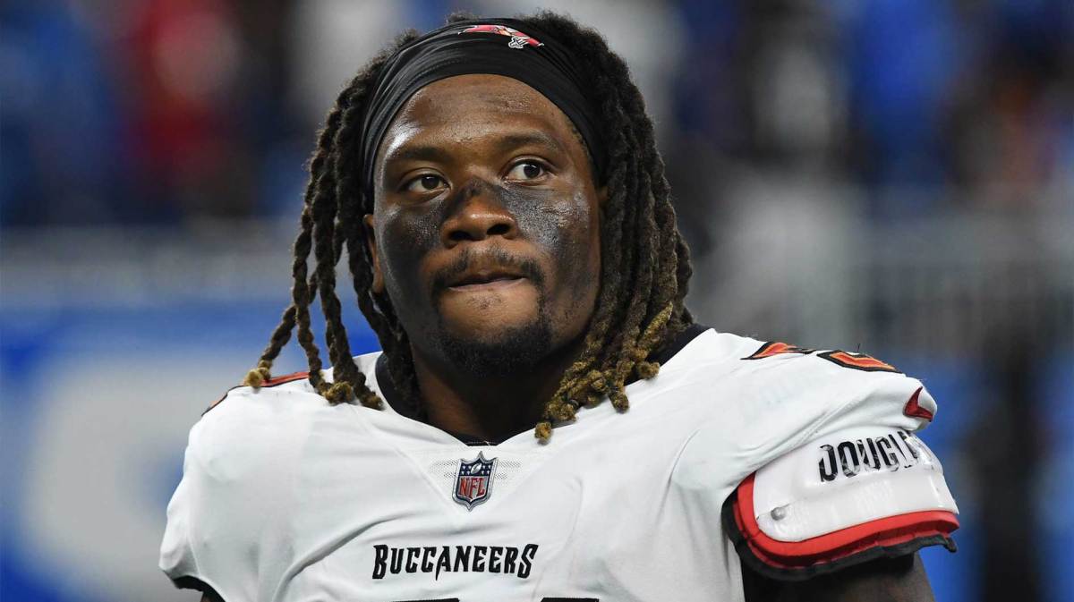 Tampa Bay Buccaneers linebacker J.J. Russell (51) looks on after their game against the Detroit Lions at Ford Field.