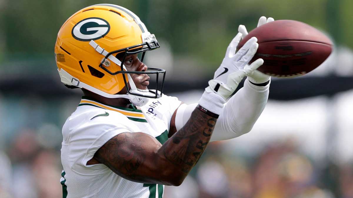 Green Bay Packers running back MarShawn Lloyd (32) participates in drills during the third day of training camp on July 25, 2025, at Ray Nitschke Field in Ashwaubenon, Wis.