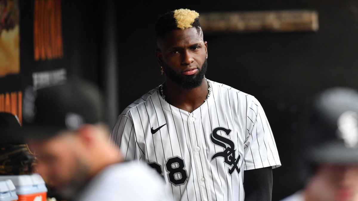 Chicago White Sox center fielder Luis Robert Jr. (88) looks on during a game against the Philadelphia Phillies at Rate Field.