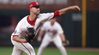 National League pitcher MacKenzie Gore (1) of the Washington Nationals pitches in the fifth inning during the 2025 MLB All Star Game at Truist Park.