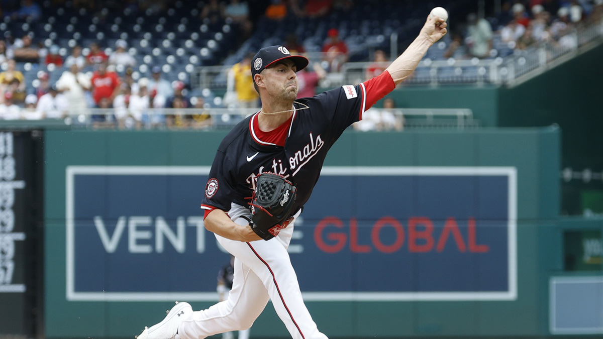 Washington Nationals starting pitcher MacKenzie Gore (1) pitches against the San Diego Padres during the first inning at Nationals Park.